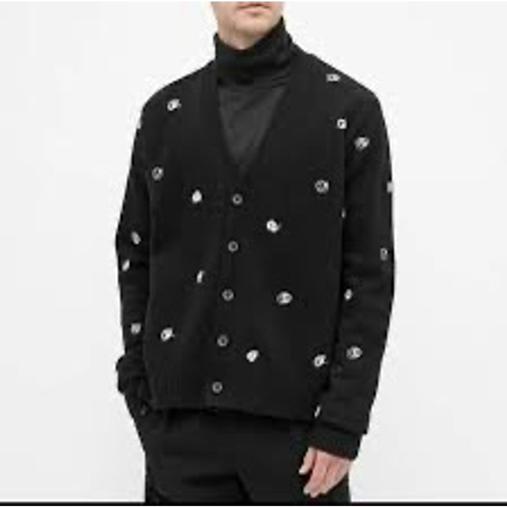 Ader Error Black White Toty Cardigan Cotton Size 3 Medium - Picture 12 of 12